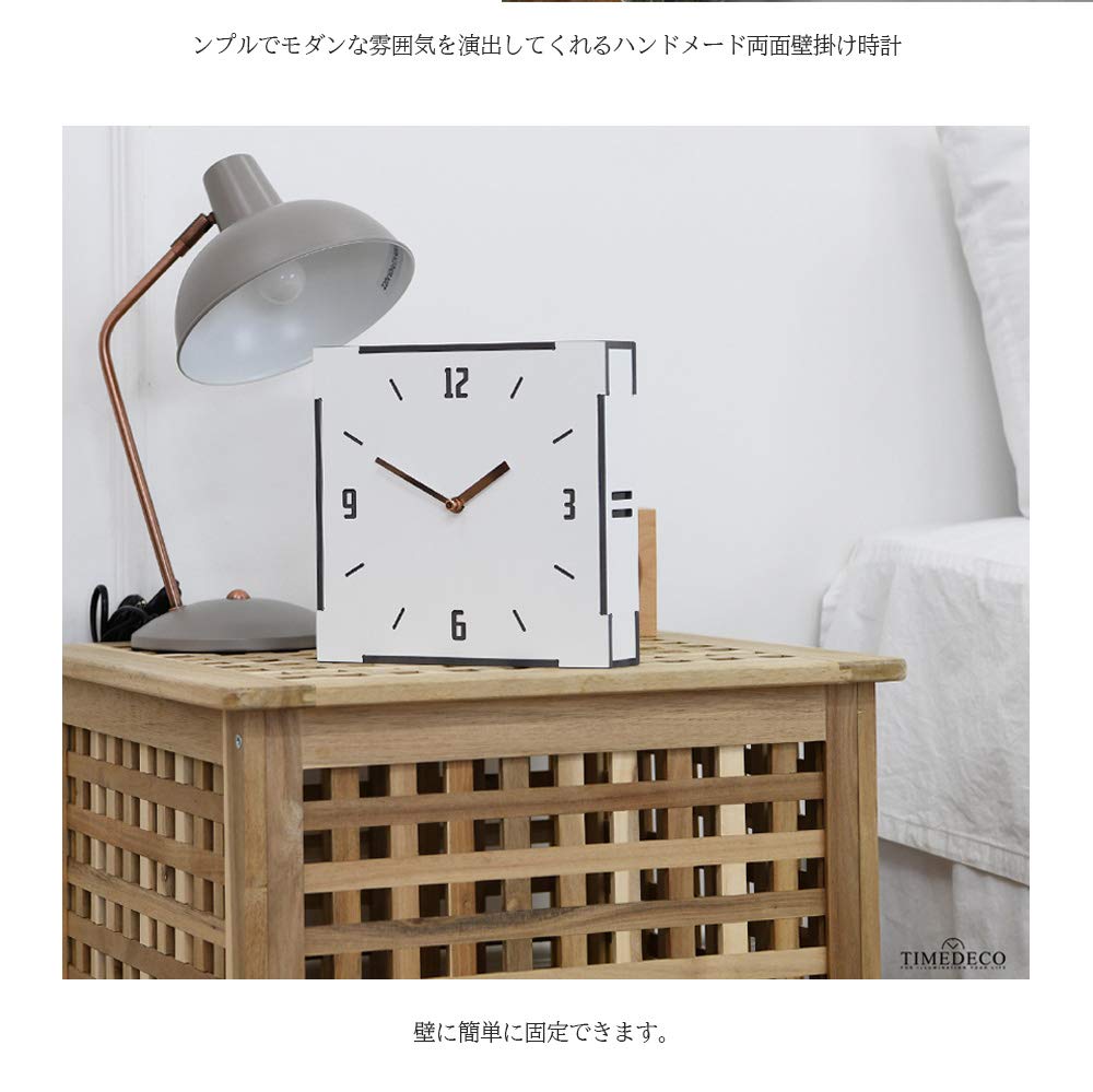 ウッド両面壁掛け時計（ホワイト） おしゃれ インテリア プレゼント 新築祝い Amazon.co.jp: 知慧工房 ホワイトウッド両面壁掛 け時計 おしゃれ